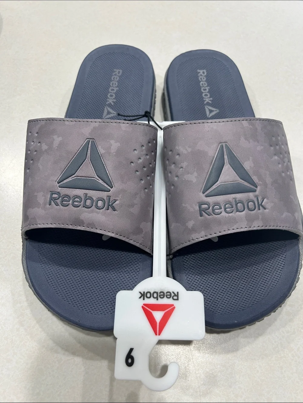 Men’s Reebok flip flop slip on grey sandal